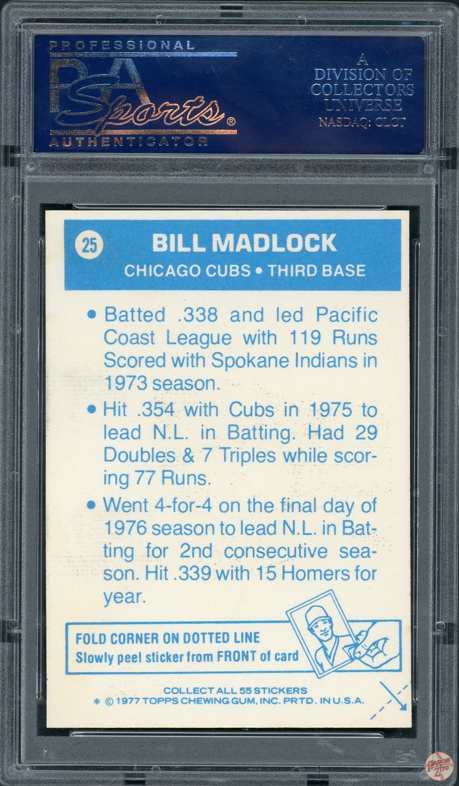 Topps Bill Madlock Cloth Stickers Psa Pop Aaron