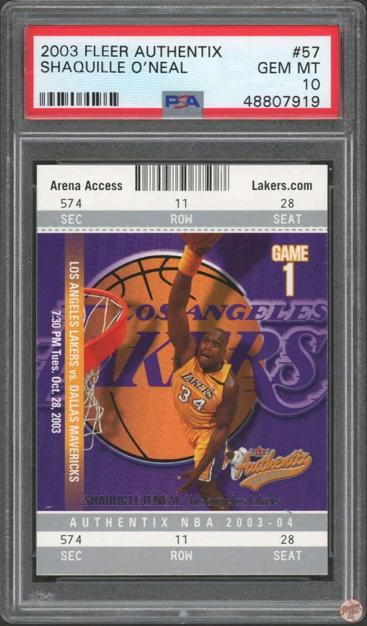 2003 Fleer Authentix Shaquille ONeal 57 PSA 10 POP 6 919 Aaron To