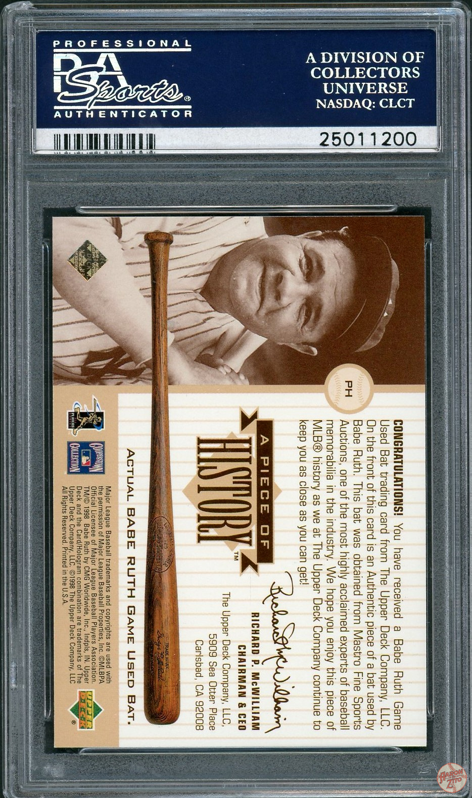 Babe Ruth Game Used Bat