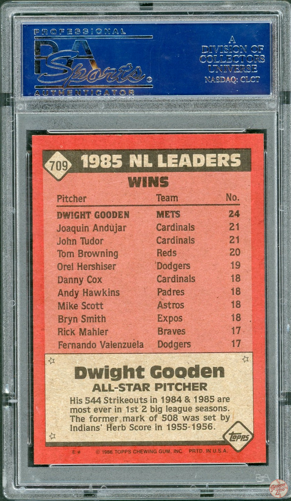 Dwight Gooden 1985 Topps Collectors Series 16 