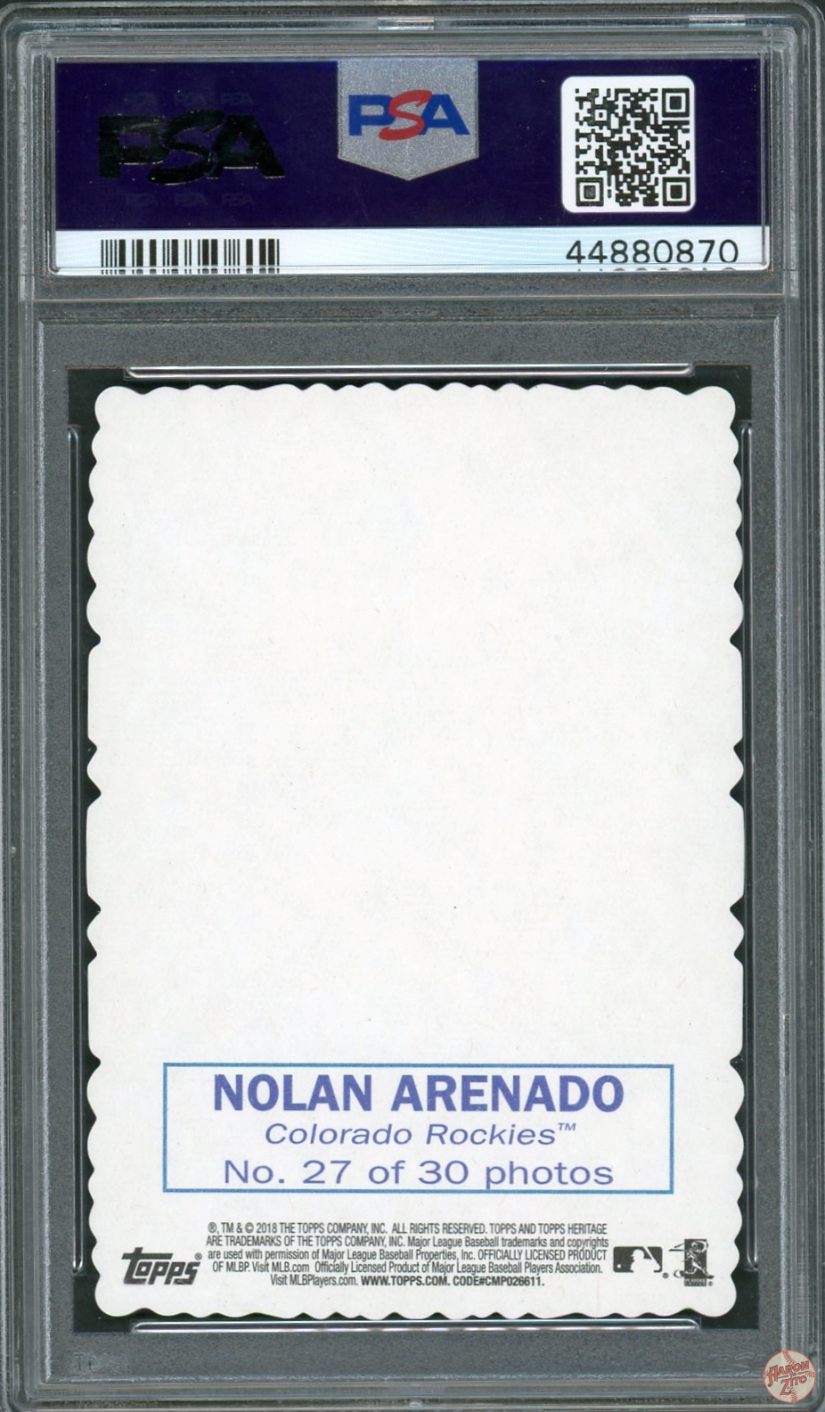 2018 Topps Heritage Nolan Arenado ’69 Topps Deckle Edge 27 PSA 10 POP