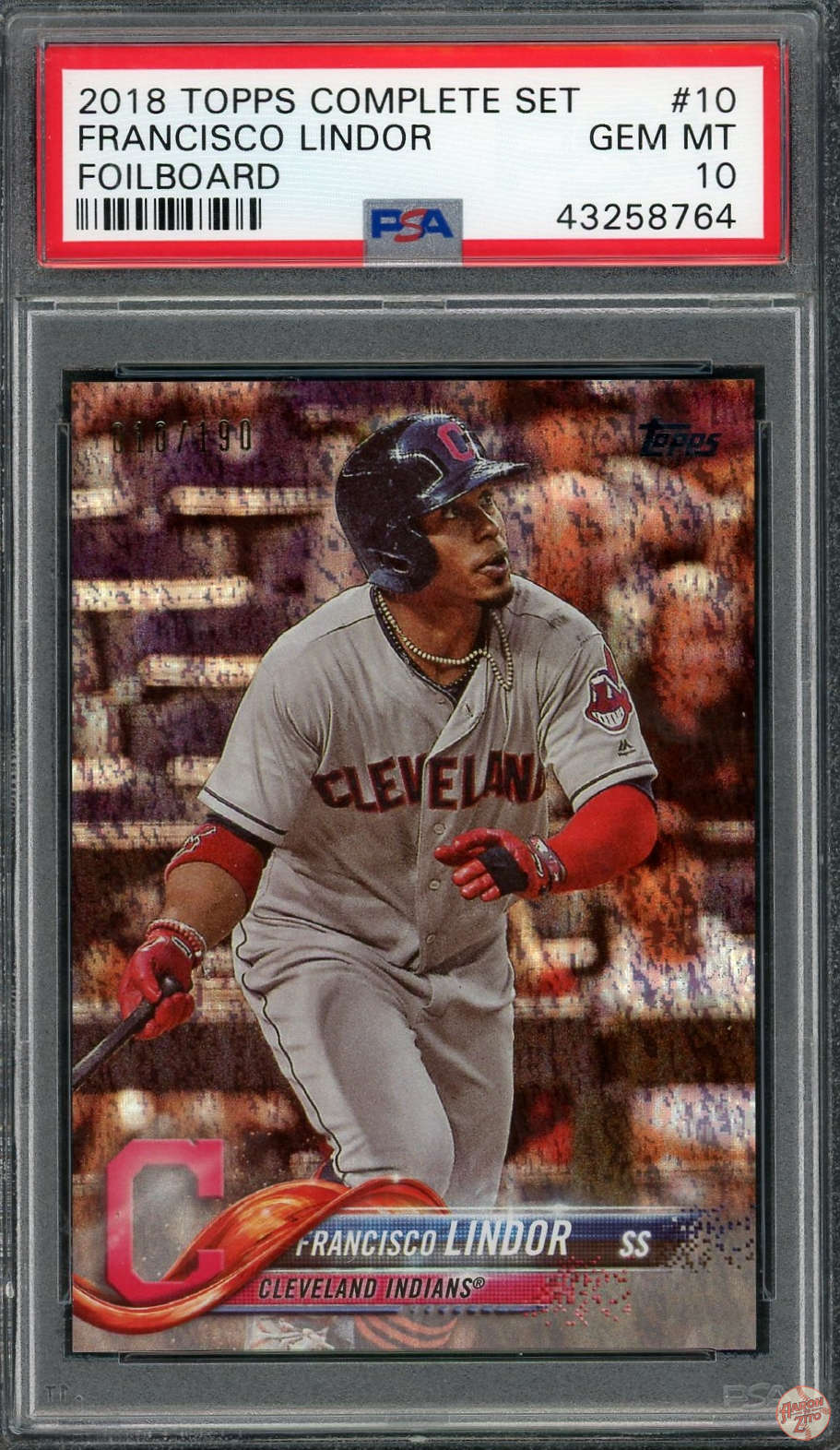 2018 Topps Complete Set Francisco Lindor Foilboard 10/190 #10 PSA 10 ...