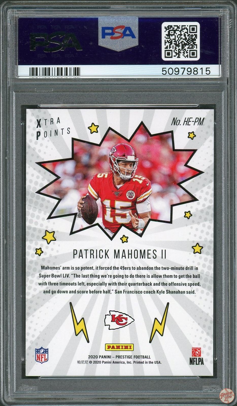 2020 Panini Prestige “Gold” Patrick Mahomes (3/50) #HEPM PSA 10 POP 3 (815)  – Aaron to Zito