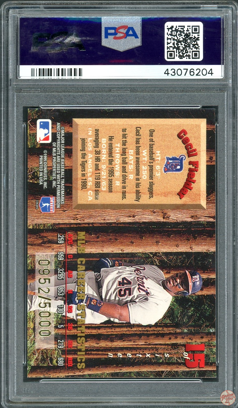 Leaf Limited Cecil Fielder Lumberjacks Psa Pop