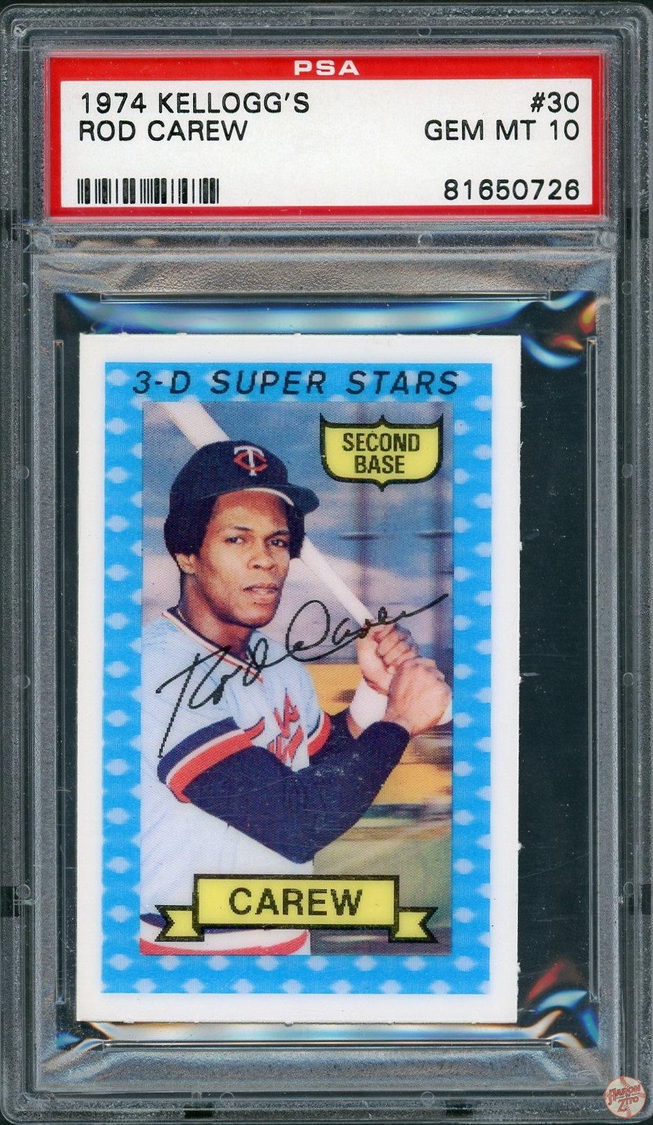 1974 Kellogg’s Rod Carew #30 PSA 10 POP 109 (726) – Aaron to Zito