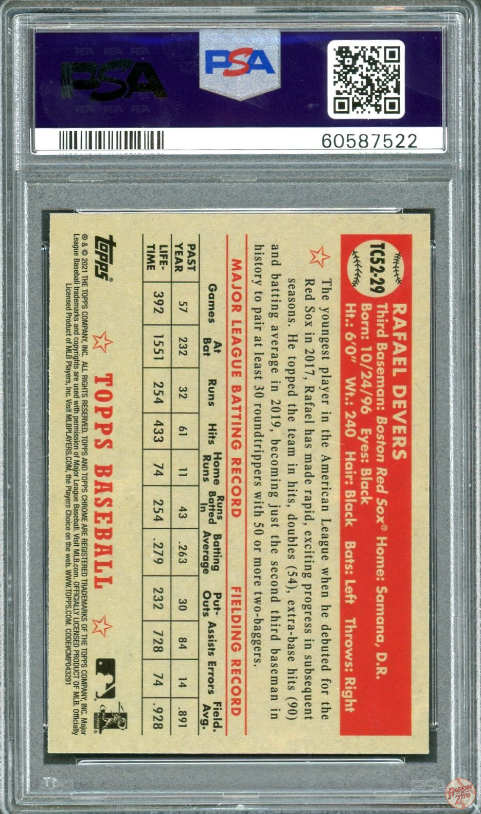 2021 Topps Rafael Devers 1952 Topps Redux-Chrome #TC5229 PSA