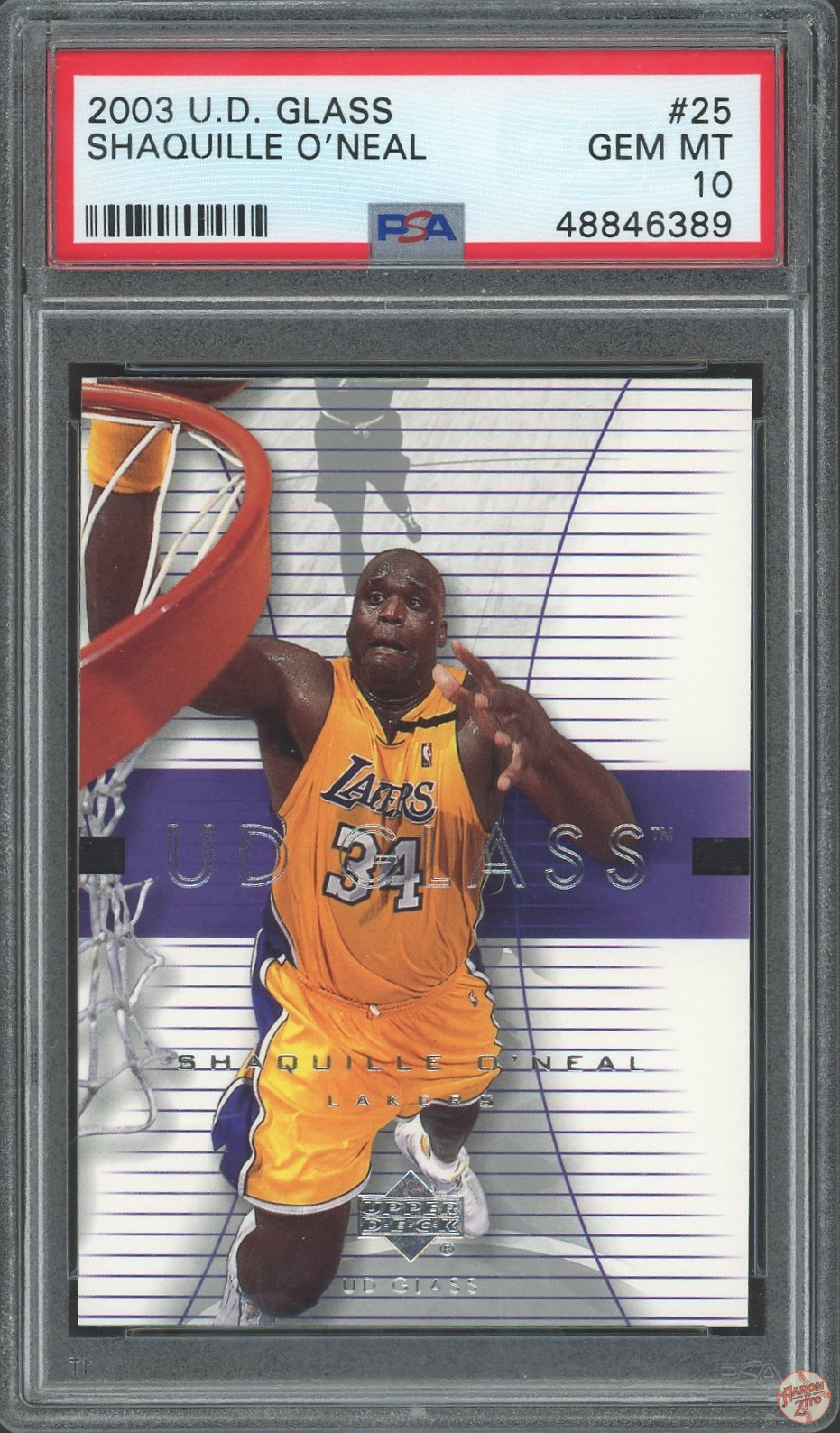 2003 U.D. Glass Shaquille O’Neal #25 PSA 10 POP 40 (389) – Aaron to Zito