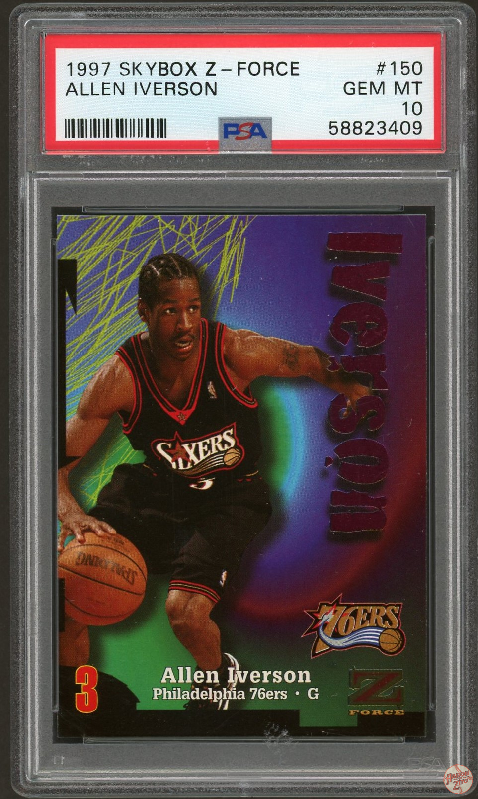 1997 Skybox Z-Force Allen Iverson #150 PSA 10 POP 10 (150) – Aaron to Zito