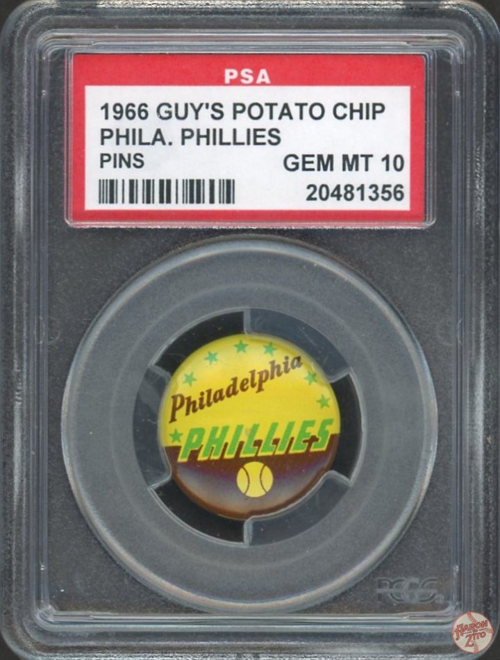 1966 Guy’s Potato Chip Philadelphia Phillies Pins PSA 10 POP 4 (356